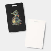 漫画のワニを着たジャケットを着た花の付いた バッジ (正面＆裏面)