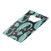 漫画のワニ、かわいいシームレスなパターン。 クレジットカード栓抜き (正面アングル)