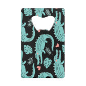 漫画のワニ、かわいいシームレスなパターン。 クレジットカード栓抜き (裏面)