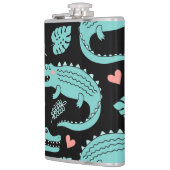 漫画のワニ、かわいいシームレスなパターン。 フラスク (左)