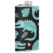 漫画のワニ、かわいいシームレスなパターン。 フラスク (右)