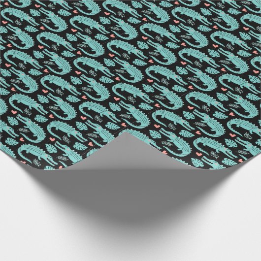 漫画のワニ、かわいいシームレスなパターン。 ラッピングペーパー (角)