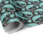 漫画のワニ、かわいいシームレスなパターン。 ラッピングペーパー (ロールコーナー)