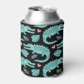 漫画のワニ、かわいいシームレスなパターン。 缶クーラー (缶正面)