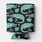 漫画のワニ、かわいいシームレスなパターン。 缶クーラー (裏面)