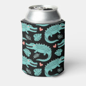 漫画のワニ、かわいいシームレスなパターン。 缶クーラー (缶裏面)