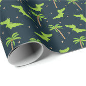 漫画のワニ：アリゲーターパームパターン。 ラッピングペーパー (ロールコーナー)