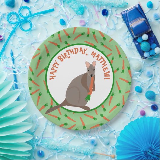 漫画のワラビーとニンジンの子供の誕生日パーティー ペーパープレート (パーティー)