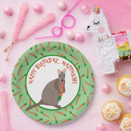 漫画のワラビーとニンジンの子供の誕生日パーティー ペーパープレート (パーティー)