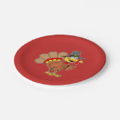 漫画の七面鳥の巡礼帽感謝祭 ペーパープレート (アングル)