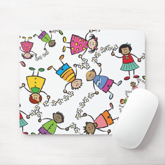 漫画の世界中のかわいく幸せな子供の友人 マウスパッド (マウス)