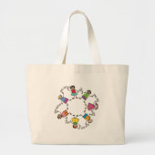 漫画の世界中のかわいく幸せな子供の友人 ラージトートバッグ (正面)