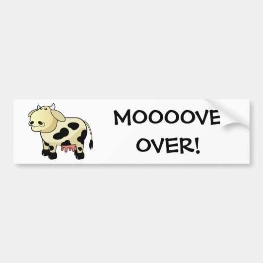 漫画の乳牛「MOOOOVE OVER! バンパーステッカー (正面)