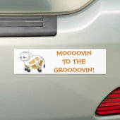 漫画の乳牛"MOOOOVIN!" バンパーステッカー (車上)