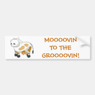 漫画の乳牛"MOOOOVIN!" バンパーステッカー