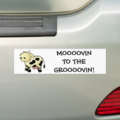 漫画の乳牛"MOOOOVIN!" バンパーステッカー (車上)