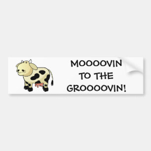 漫画の乳牛"MOOOOVIN!" バンパーステッカー