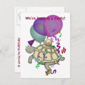 漫画の亀とカタツムリの誕生日パーティーの招待 インビテーションポストカード (正面/裏面)