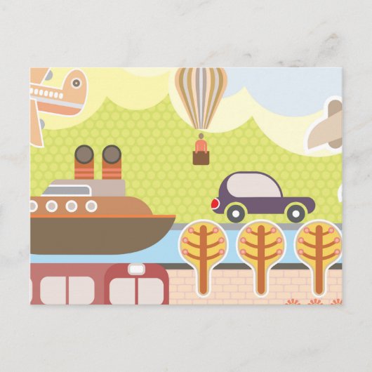 漫画の交通シーン ポストカード (正面)