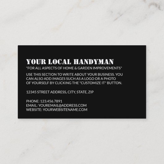 漫画の修理人、便利屋 名刺 (裏面)