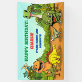 漫画の先史時代の恐竜の誕生日パーティバナー 横断幕 (縦)