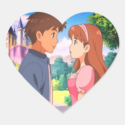漫画の写真おとぎ話ステッカー ハートシール (正面)