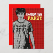 漫画の写真の挿入物4の卒業のパーティの招待状 招待状 (正面/裏面)