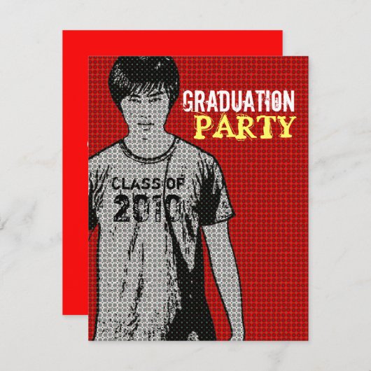 漫画の写真の挿入物4の卒業のパーティの招待状 招待状 (正面/裏面)