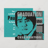 漫画の写真を挿入する3つの卒業パーティーの招待状 招待状 (正面/裏面)