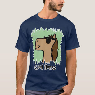 漫画の切り貼り芸術のカッコいいの馬の身に着けているサングラス Tシャツ