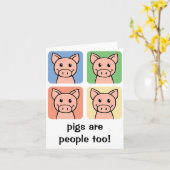 漫画の切り貼り芸術のブタは人々ですも! 豚のようなPiggie カード (黄色い花)