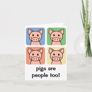 漫画の切り貼り芸術のブタは人々ですも! 豚のようなPiggie カード