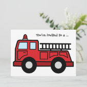 漫画の切り貼り芸術の普通消防車の男の子の誕生会 招待状 (スタンド正面)