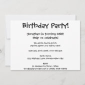 漫画の切り貼り芸術の普通消防車の男の子の誕生会 招待状 (裏面)