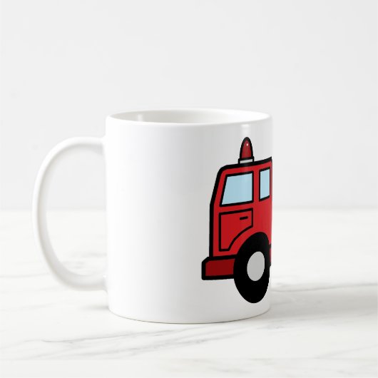 漫画の切り貼り芸術の普通消防車緊急車のトラック コーヒーマグカップ (左)
