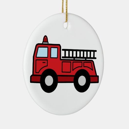 漫画の切り貼り芸術の普通消防車緊急車のトラック セラミックオーナメント (右)