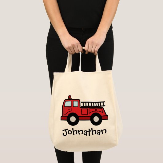 漫画の切り貼り芸術の普通消防車緊急車のトラック トートバッグ (正面(商品))