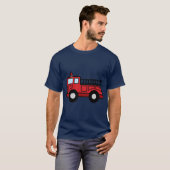 漫画の切り貼り芸術の普通消防車緊急車のトラック Tシャツ (正面フル)