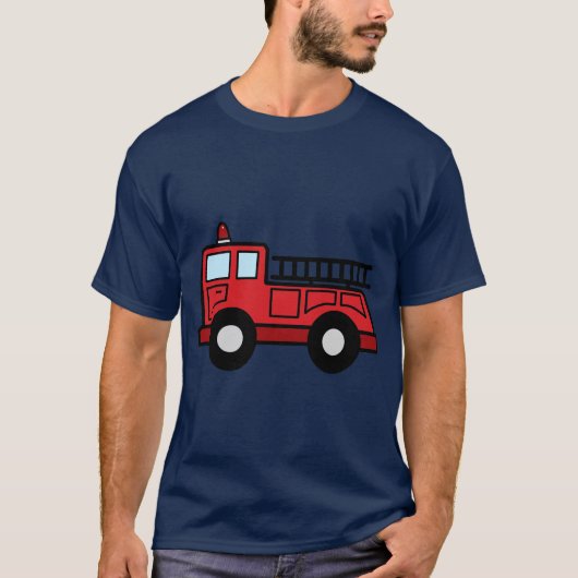漫画の切り貼り芸術の普通消防車緊急車のトラック Tシャツ (正面)