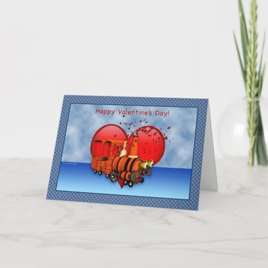 漫画の列車のハッピーバレンタインデーカード シーズンカード (正面)