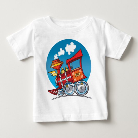 漫画の列車エンジン ベビーTシャツ (正面)