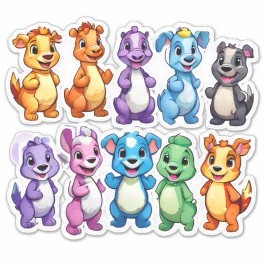 漫画の動物のシールのエンターテイメントのセット シール (正面)