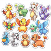 漫画の動物のステッカーの天のセット シール (正面)