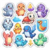 漫画の動物のステッカーの楽しいセット シール (正面)