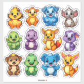 漫画の動物のステッカーの素晴らしいセット シール (シート)