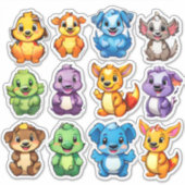 漫画の動物のステッカーの素晴らしいセット シール (正面)