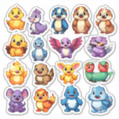 漫画の動物のステッカーの素晴らしいセット シール (正面)
