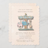 漫画の動物の回転木馬赤ちゃんシャワー 招待状 (正面/裏面)