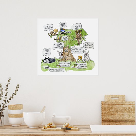 漫画の動物の話ツリー自然ポスター ポスター (キッチン)