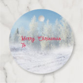 漫画の動物の踊りのまわりにクリスマスツリー フェイバータグ (裏面)